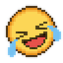 口を開いて笑い転げるのドット絵フリー素材 32px
